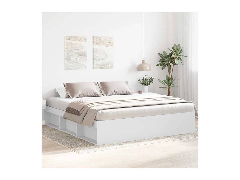 Cadre de lit sans matelas blanc 200x200 cm