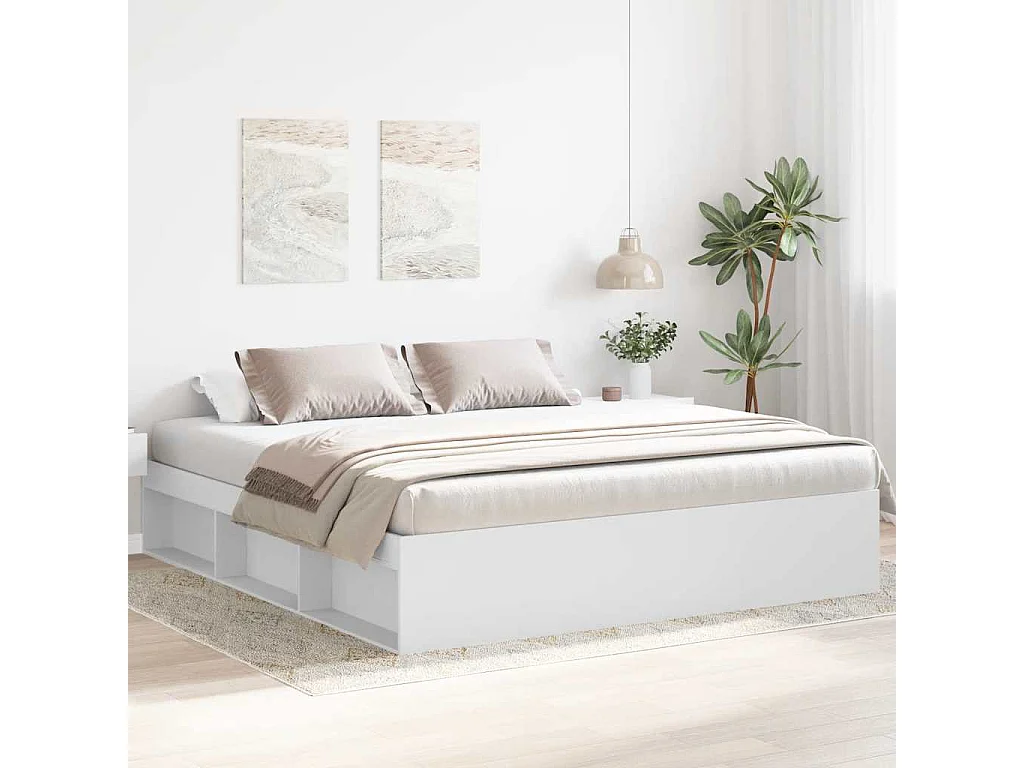 Cadre de lit sans matelas blanc 200x200 cm