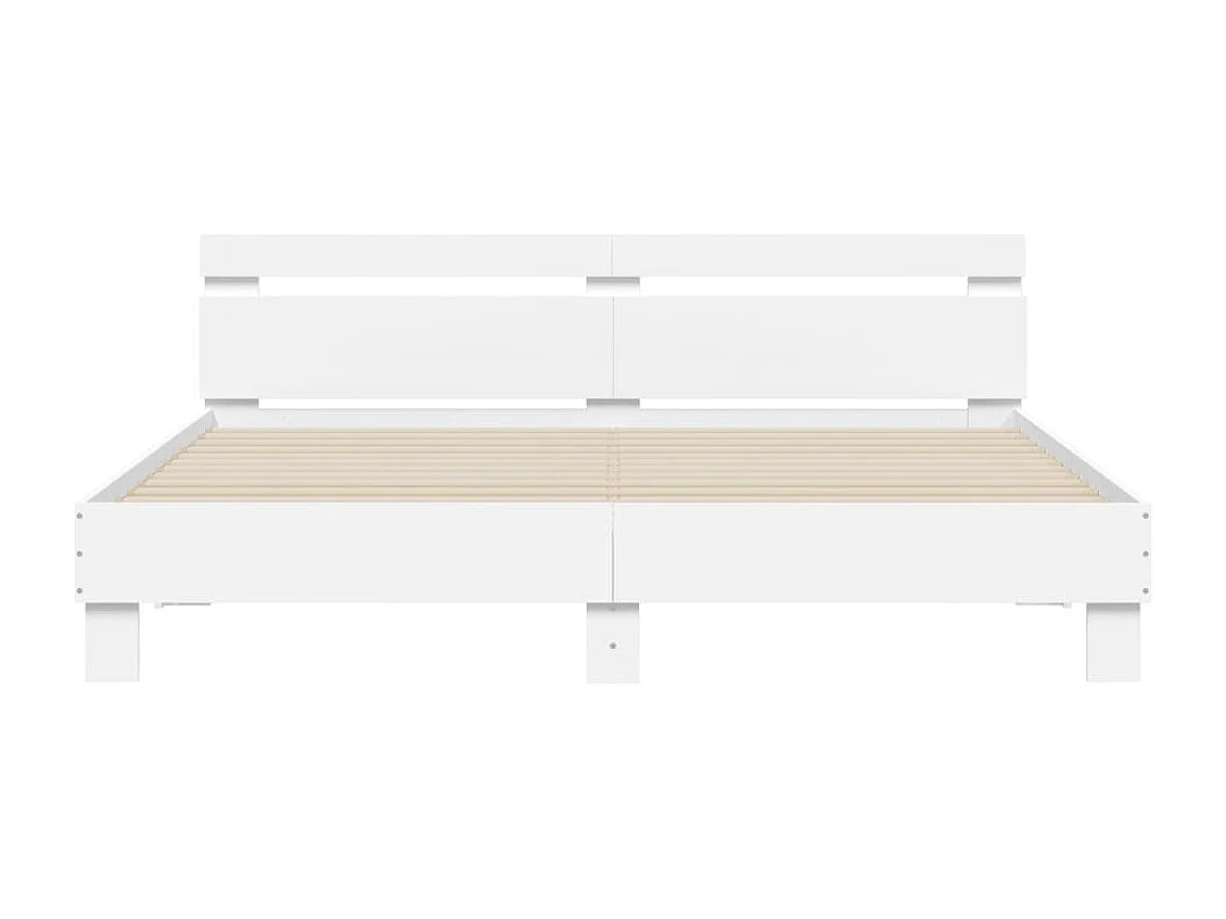 Bedframe met hoofdbord bewerkt hout wit 180x200 cm