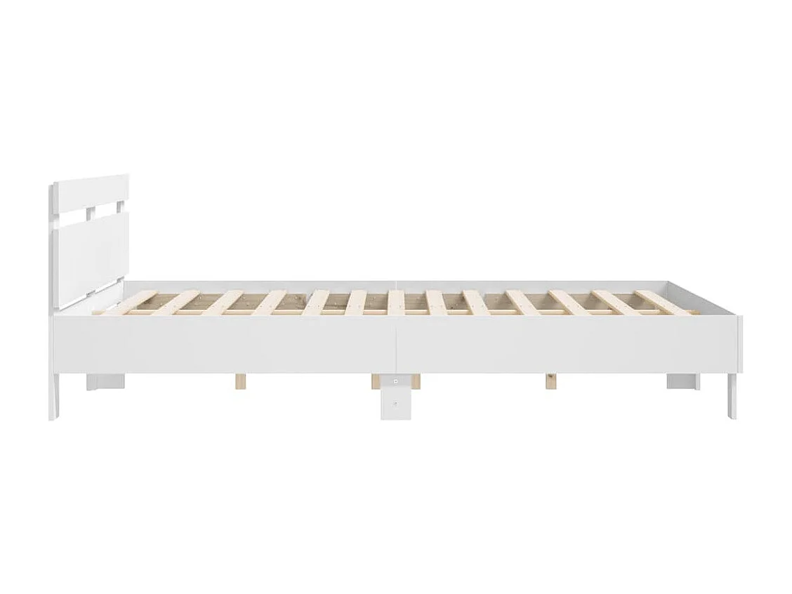 Bedframe met hoofdbord bewerkt hout wit 180x200 cm