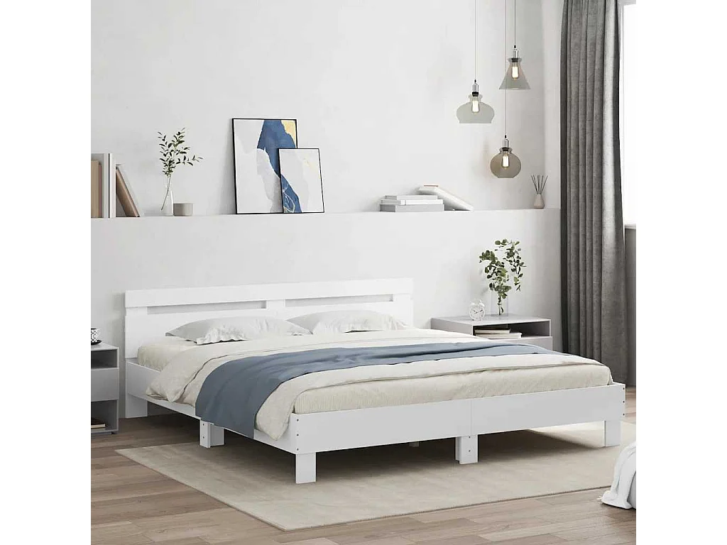 Estrutura cama c/ cabeceira 180x200 cm derivados madeira branco