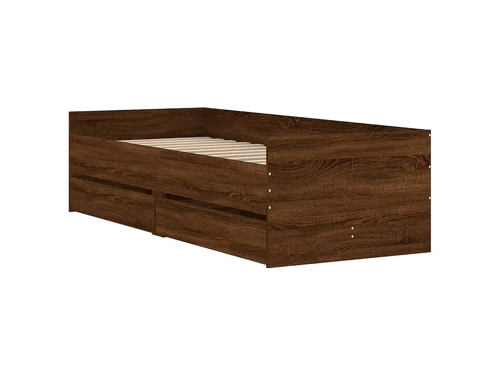 Bettgestell mit Schubladen Braun Eichen-Optik 90x190 cm