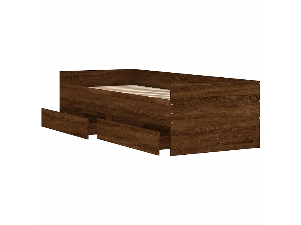 Bettgestell mit Schubladen Braun Eichen-Optik 90x190 cm