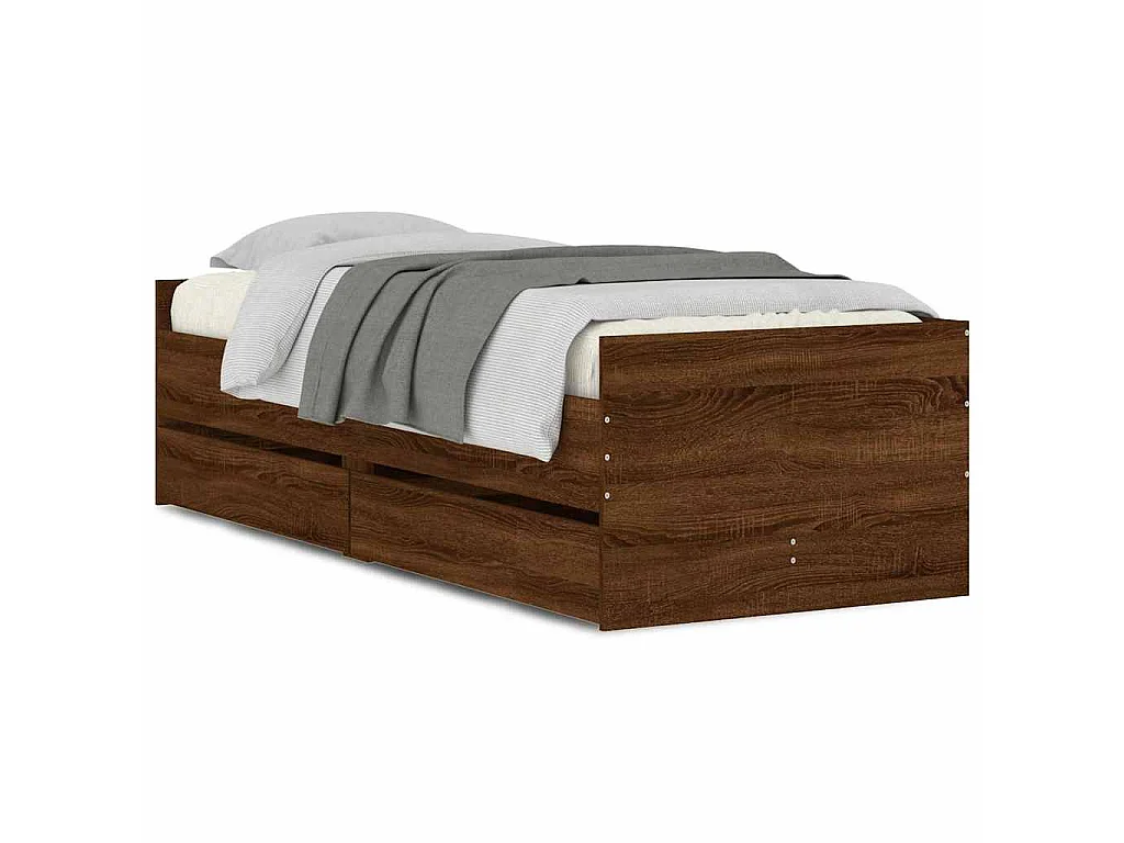Estructura de cama con cajones roble marrón 90x190 cm