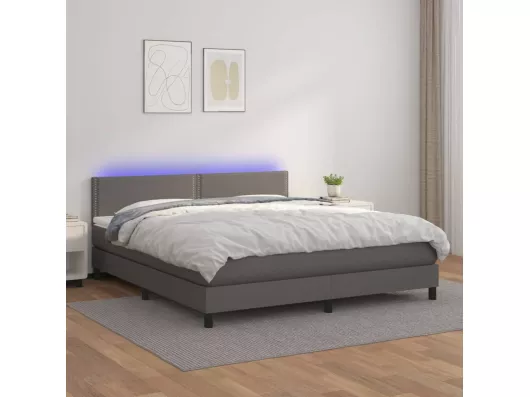 Kauf Unique Boxspringbett mit Matratze & LED Grau 160x200 cm Kunstleder