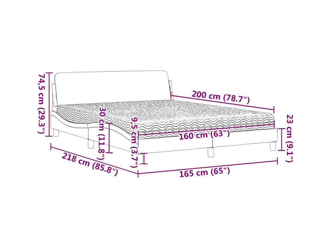 Bed met matras "Dover" stof donkergrijs 160x200 cm