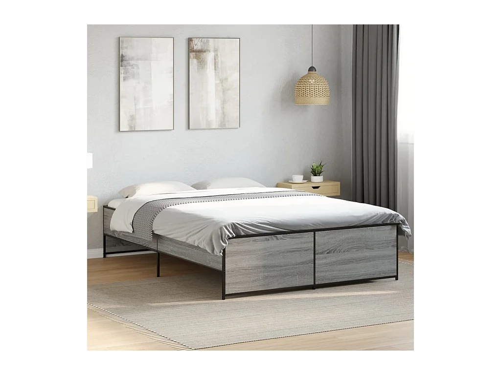 Cadre de lit sans matelas sonoma gris 120x200 cm