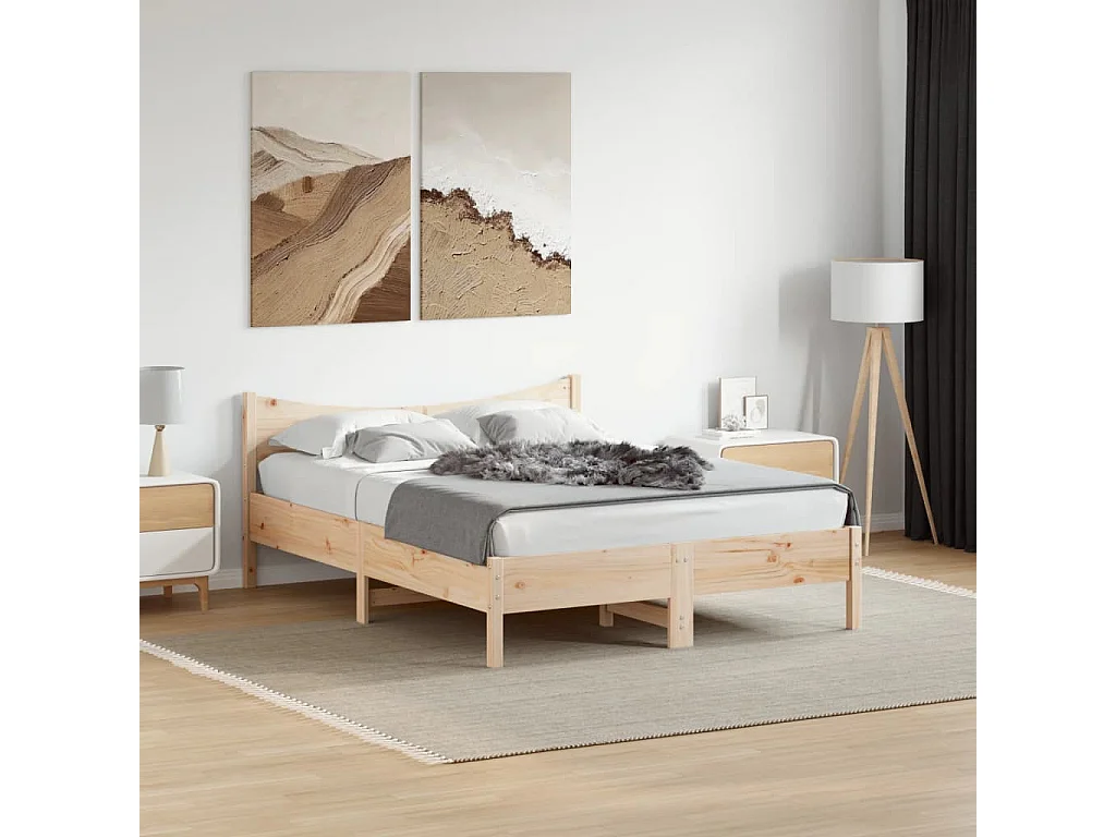 Cadre de lit sans matelas 140x190 cm bois de pin massif