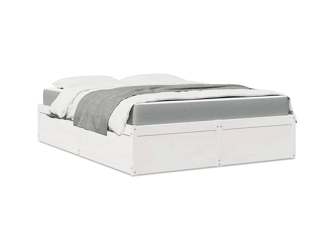 Lit avec matelas blanc 160x200 cm bois de pin massif