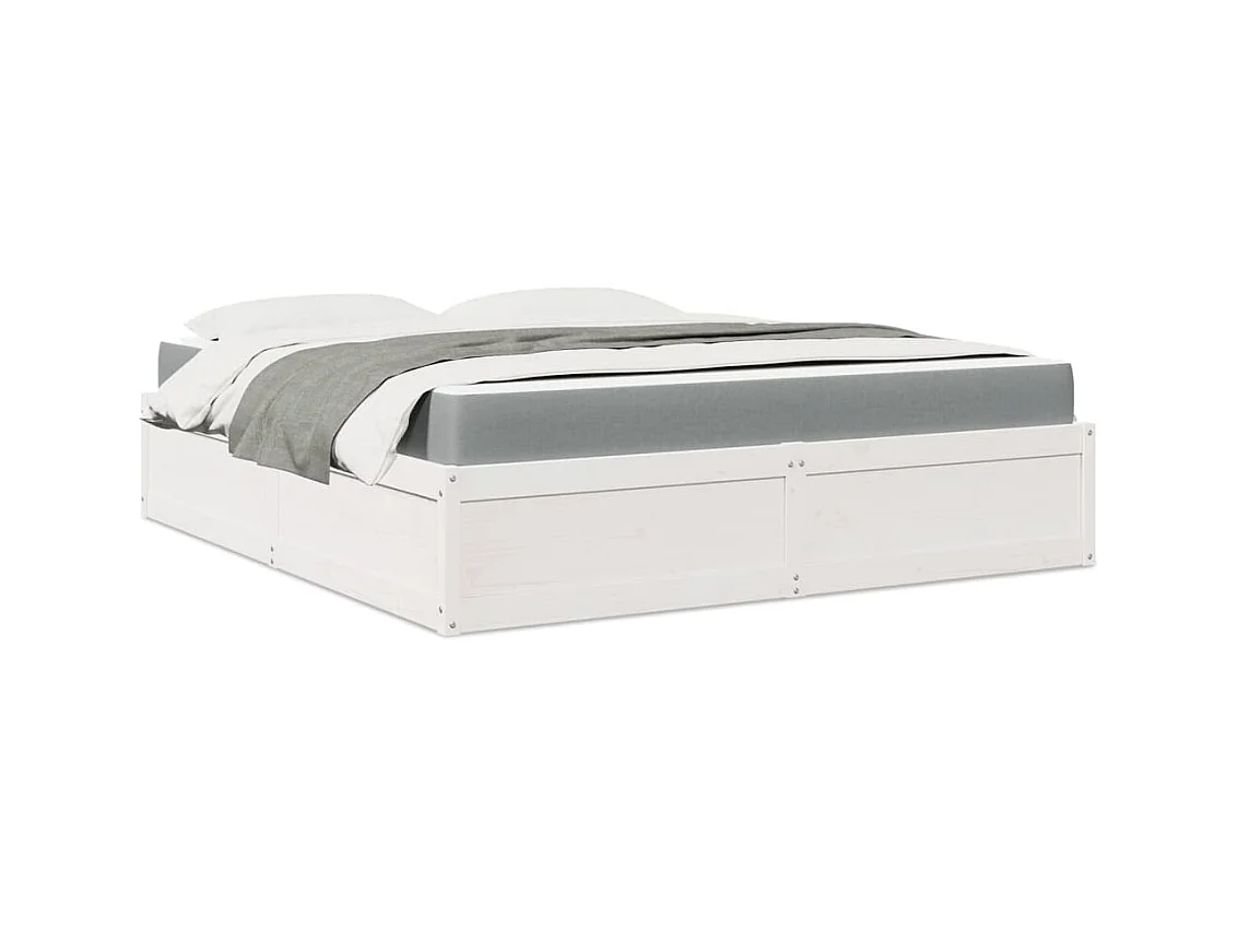 Bed met matras massief grenenhout wit 180x200 cm