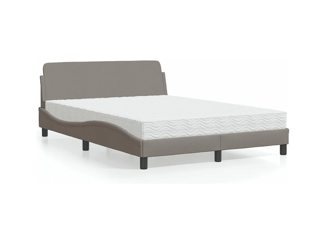 Lit avec matelas taupe 140x190 cm tissu