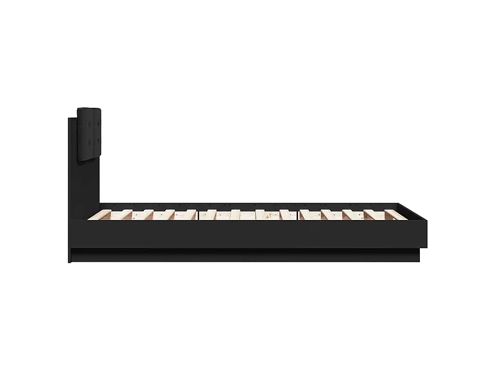Bedframe met hoofdbord en LED-verlichting zwart 75x190 cm