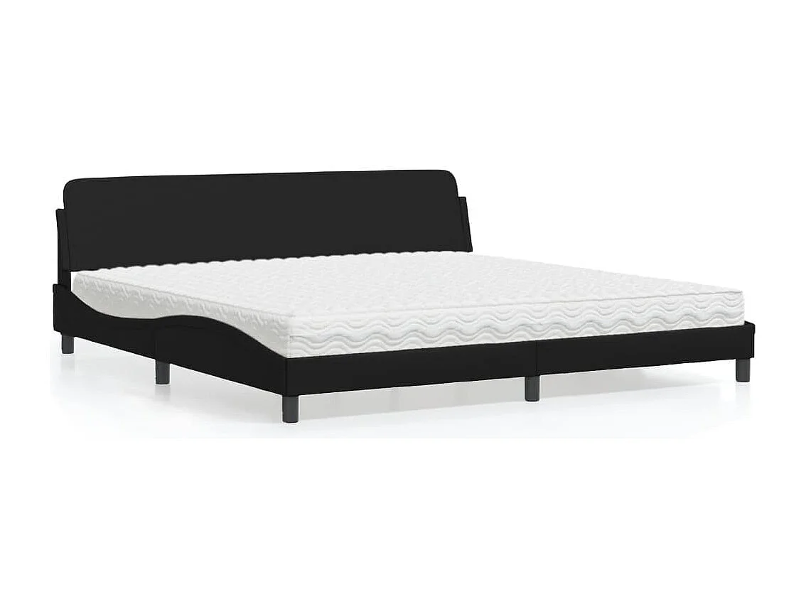 Lit avec matelas noir 200x200 cm similicuir