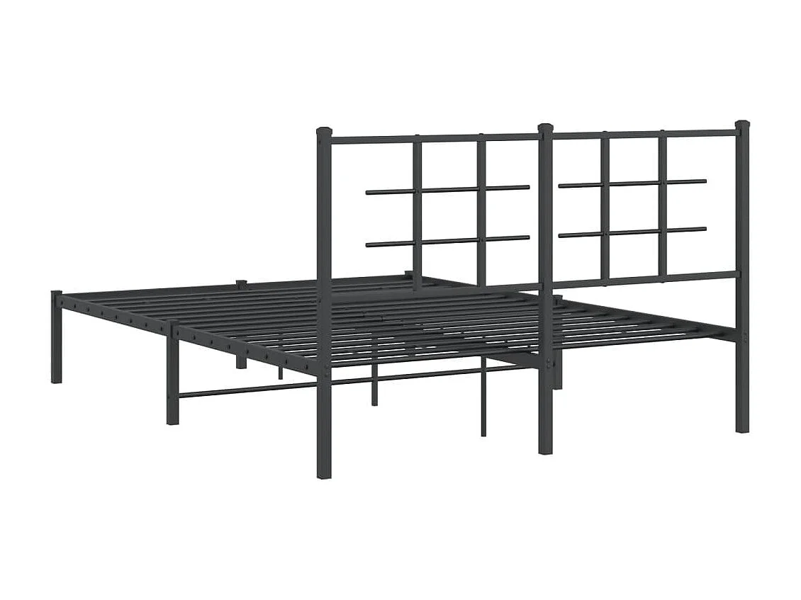 Cadre de lit métal sans matelas avec tête de lit noir 140x200cm