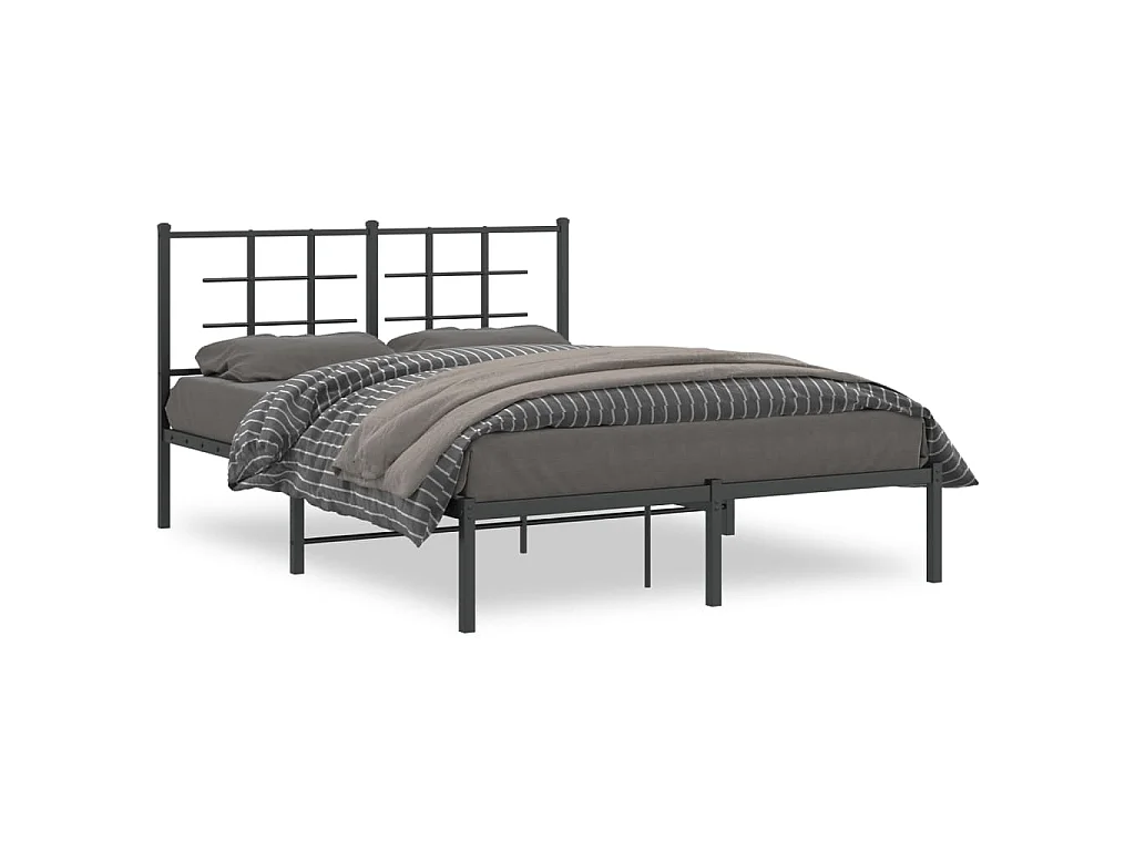 Bedframe met hoofdbord metaal zwart 140x200 cm