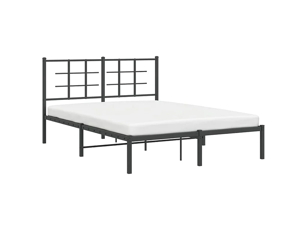 Bedframe met hoofdbord metaal zwart 140x200 cm