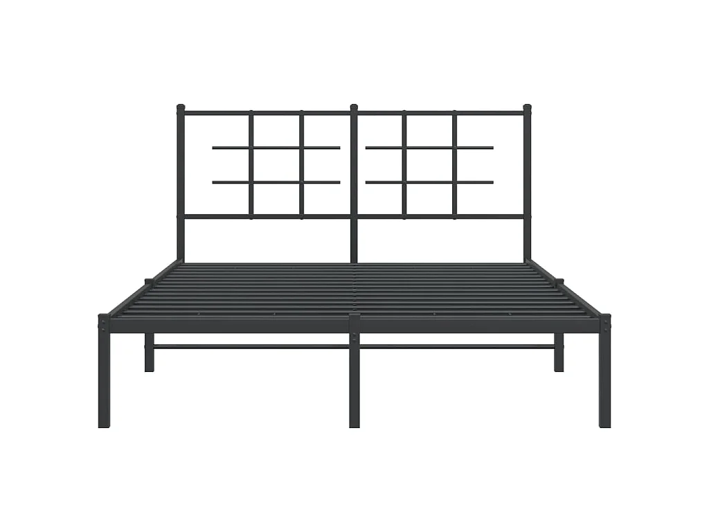 Bedframe met hoofdbord metaal zwart 140x200 cm