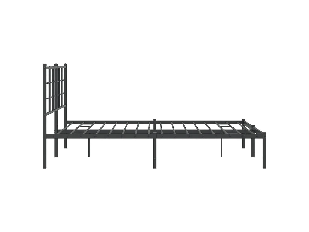 Bedframe met hoofdbord metaal zwart 140x200 cm