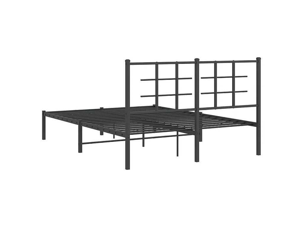 Bedframe met hoofdbord metaal zwart 140x200 cm
