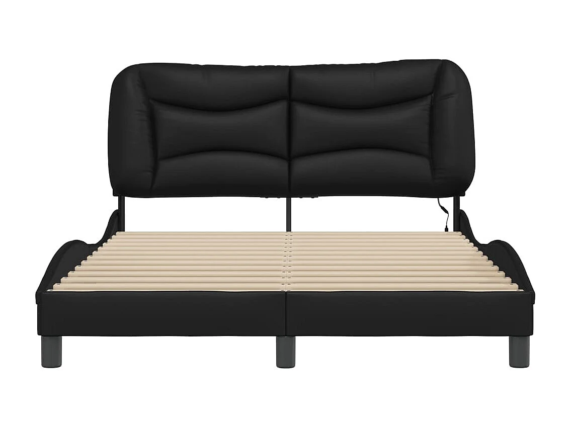 Bettgestell mit LED ohne Matratze "Hvar" Schwarz 140x190 cm