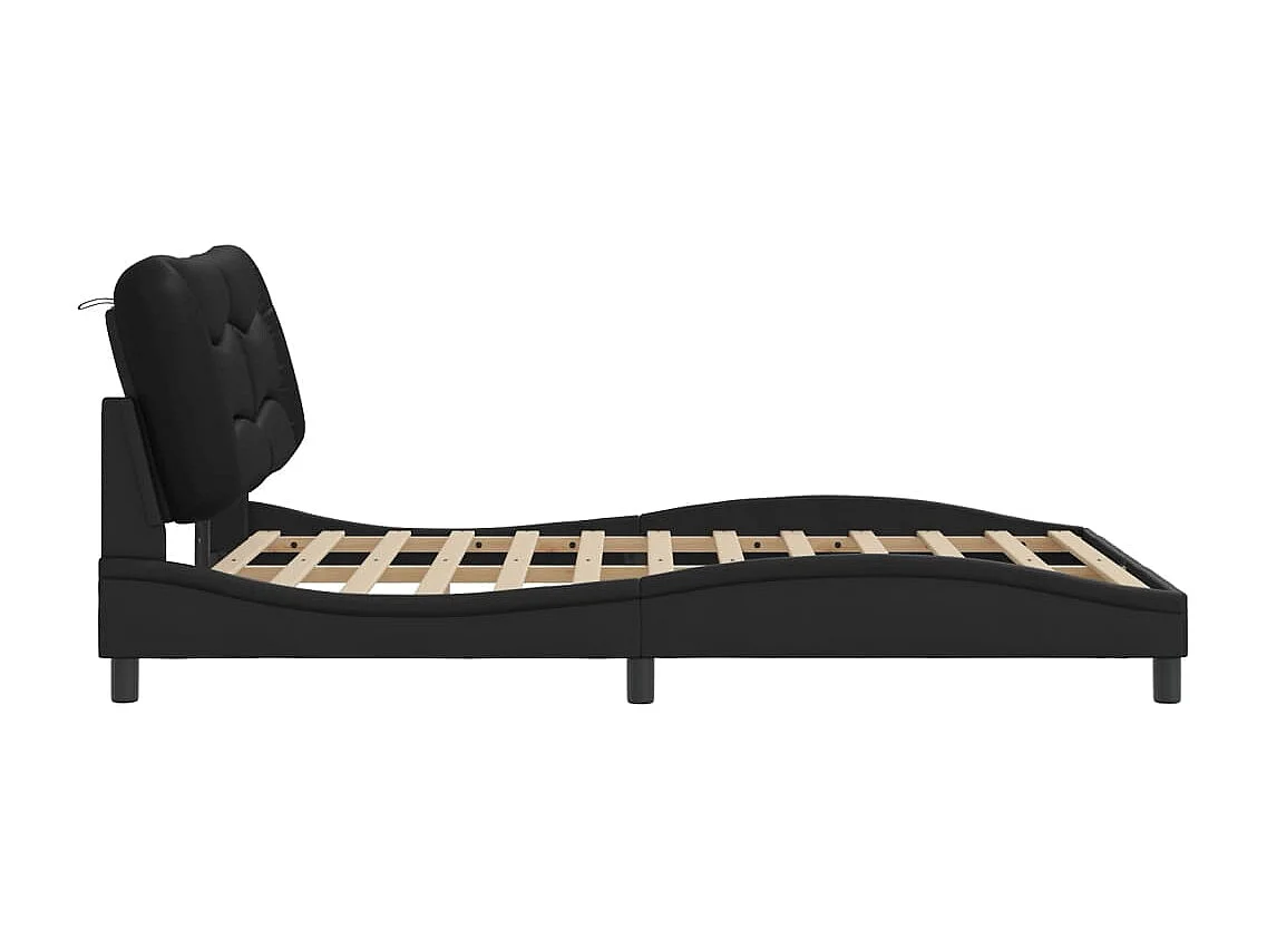 Bettgestell mit LED ohne Matratze "Hvar" Schwarz 140x190 cm