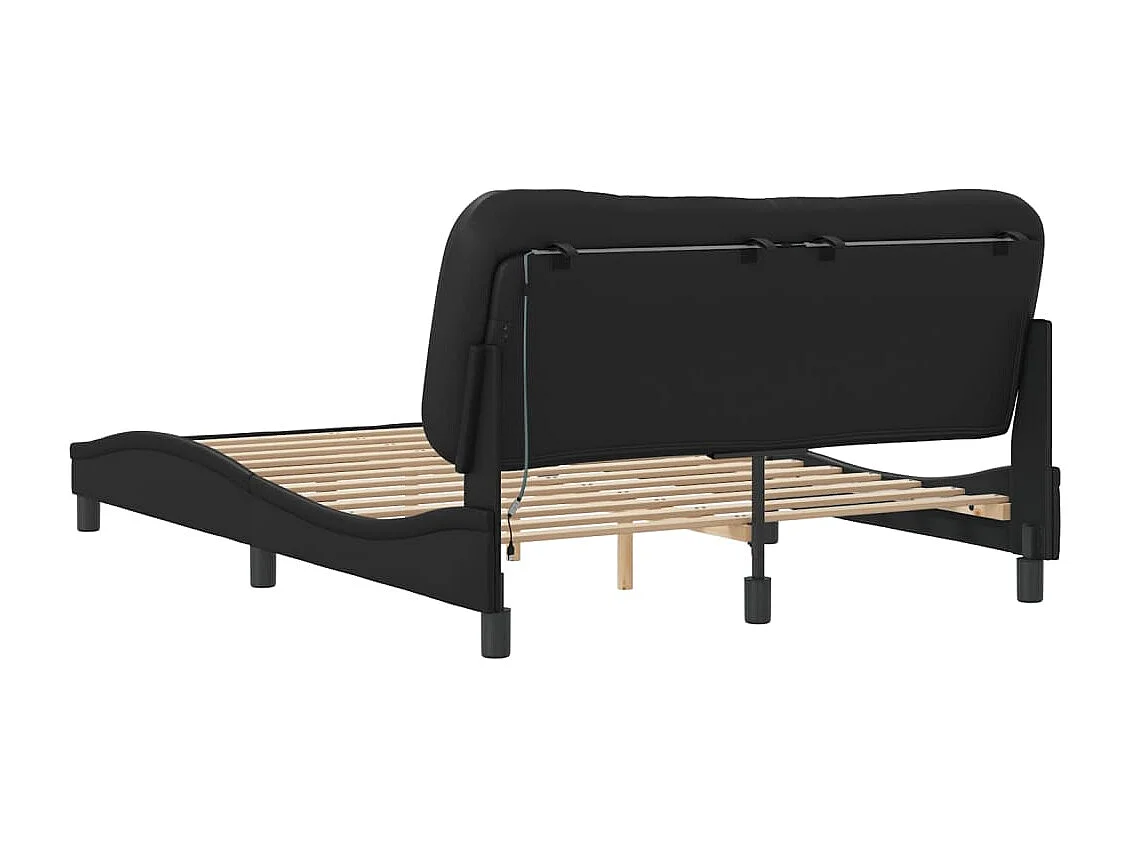 Bettgestell mit LED ohne Matratze "Hvar" Schwarz 140x190 cm