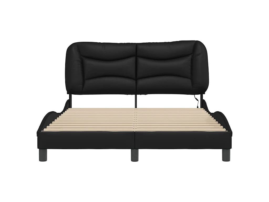 Bettgestell mit LED ohne Matratze "Hvar" Schwarz 140x190 cm
