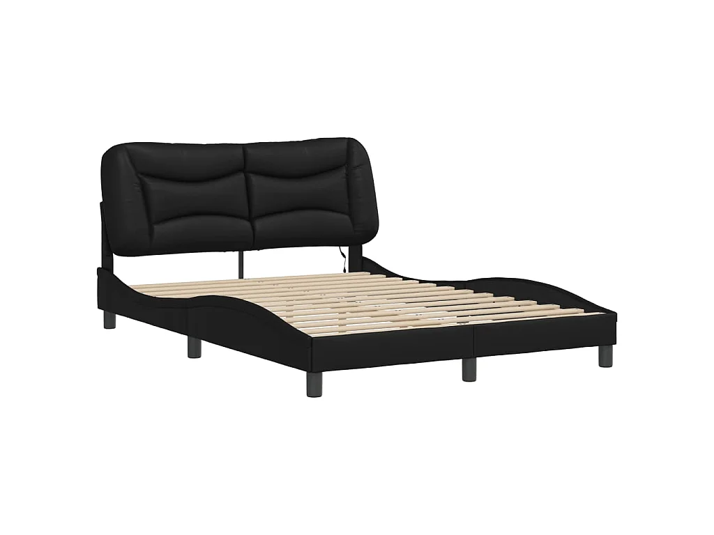 Cadre de lit avec LED sans matelas Hvar noir 140x190 cm