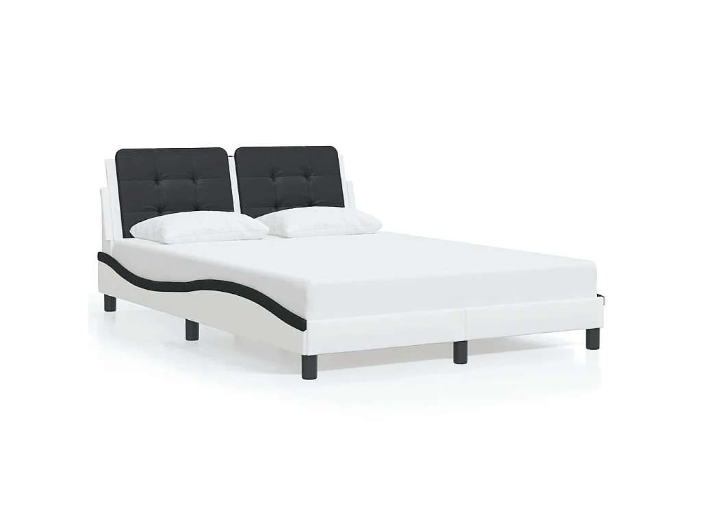 Cadre de lit avec LED sans matelas Zadar blanc et noir 140x200 cm