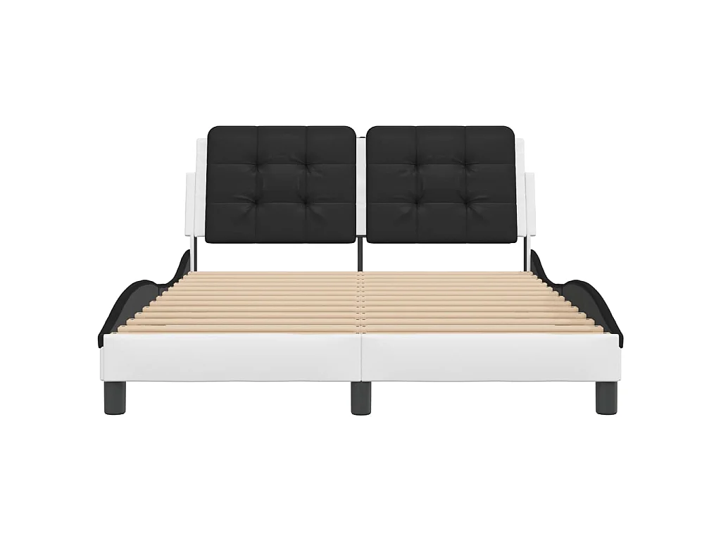 Cadre de lit avec LED sans matelas Zadar blanc et noir 140x200 cm