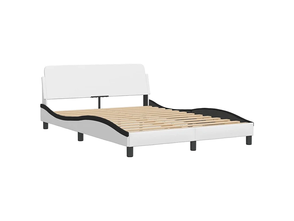 Cadre de lit avec LED sans matelas Zadar blanc et noir 140x200 cm