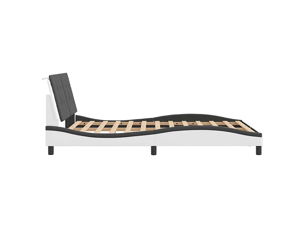 Cadre de lit avec LED sans matelas Zadar blanc et noir 140x200 cm
