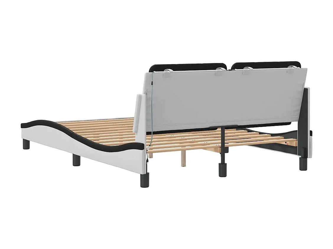 Cadre de lit avec LED sans matelas Zadar blanc et noir 140x200 cm