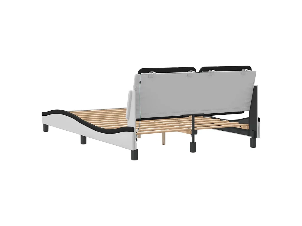 Bedframe met LED zonder matras "Zadar" wit en zwart 140x200 cm