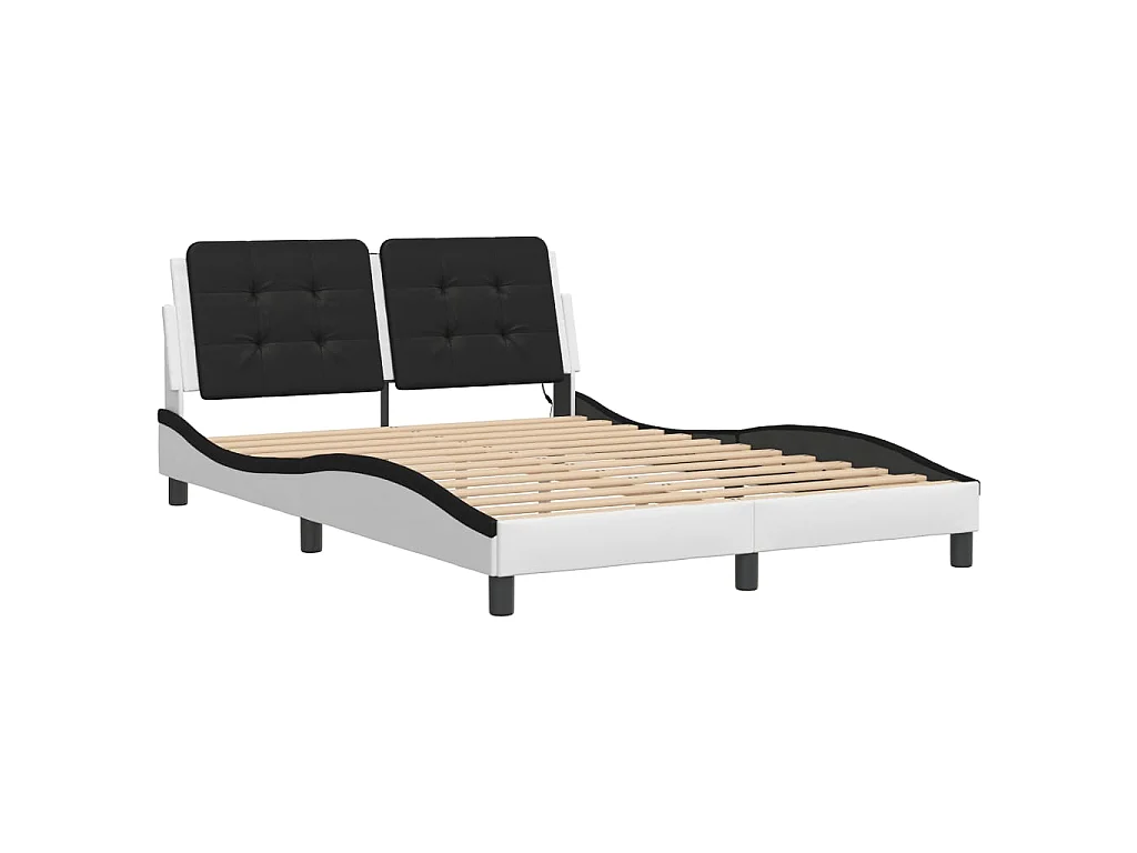 Cadre de lit avec LED sans matelas Zadar blanc et noir 140x200 cm