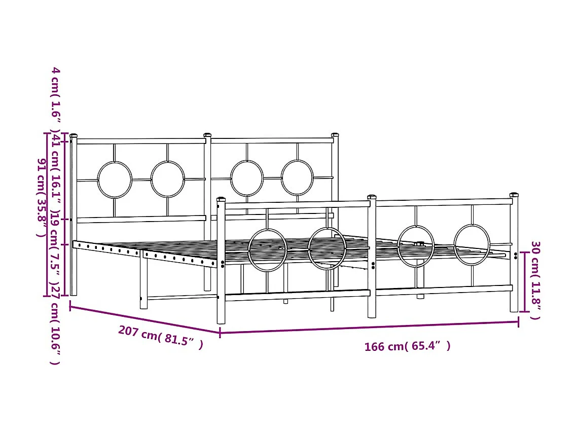Estrutura de cama sem colchão com pés 160x200 cm preto