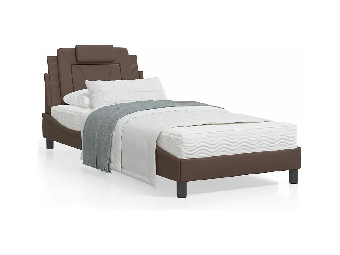 Bett "Viana" mit Matratze Braun 80x200 cm Kunstleder
