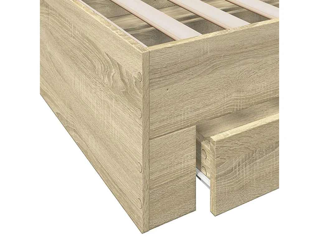 Cama con cajones madera ingeniería roble Sonoma 140x190 cm