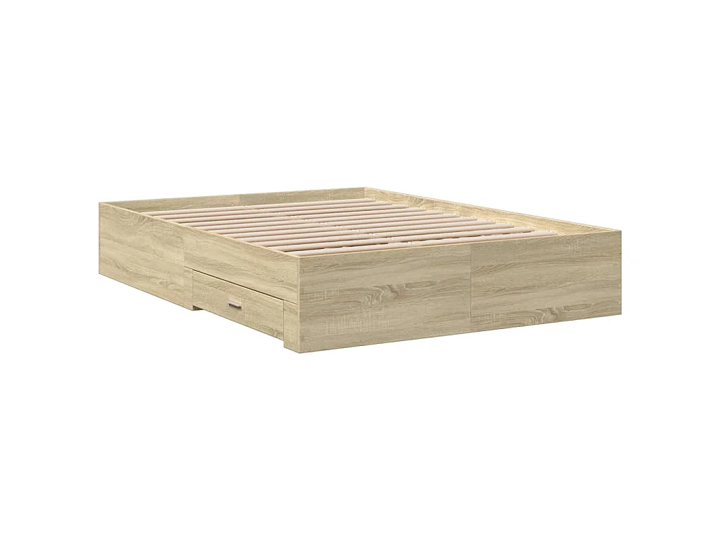 Cadre de lit avec tiroirs sans matelas chêne sonoma 140x190 cm