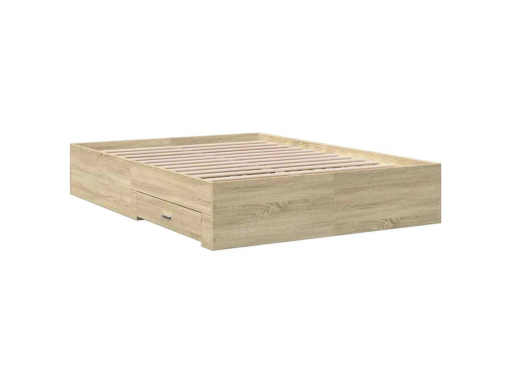 Cama con cajones madera ingeniería roble Sonoma 140x190 cm