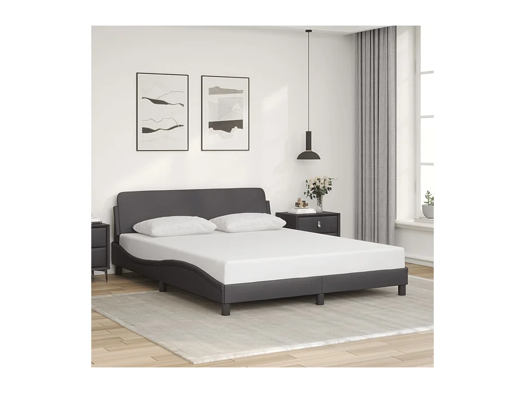 Cadre de lit sans matelas gris 160x200 cm similicuir