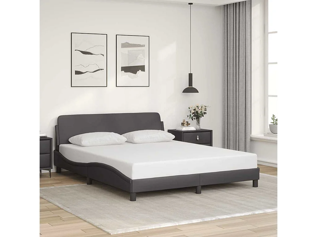 Bettgestell "Dover" Grau 160x200 cm Kunstleder