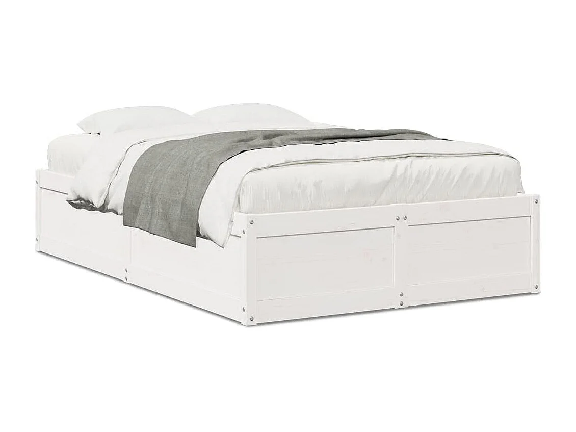 Cadre de lit sans matelas blanc 120x200 cm bois de pin massif