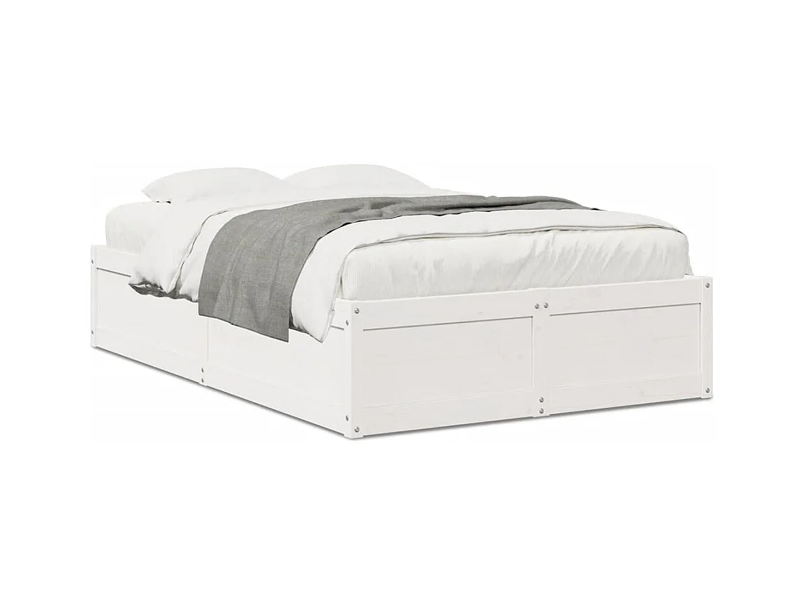 Cadre de lit sans matelas blanc 120x200 cm bois de pin massif