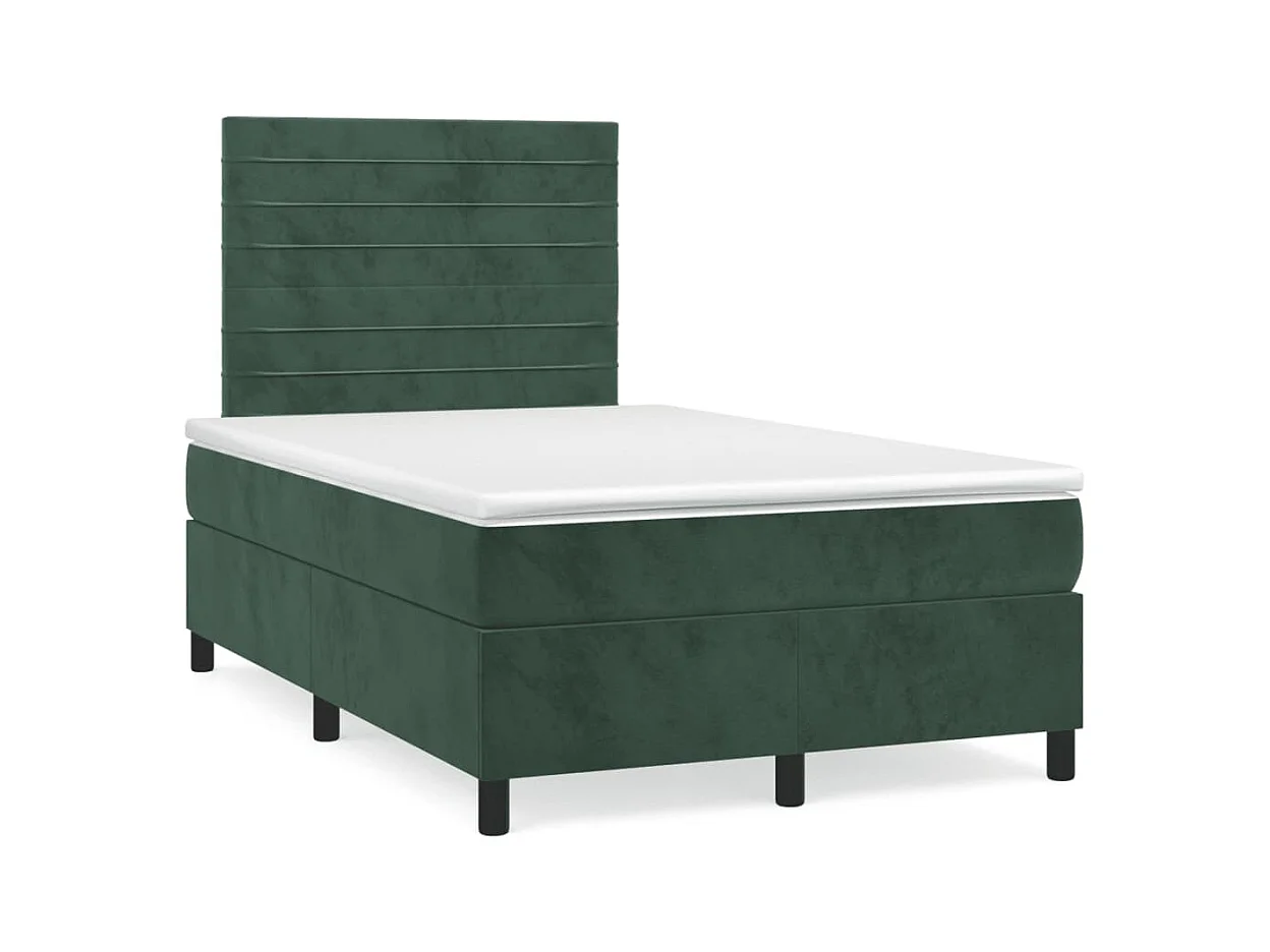Boxspringbett mit Matratze & LED Dunkelgrün 120x190 cm Samt
