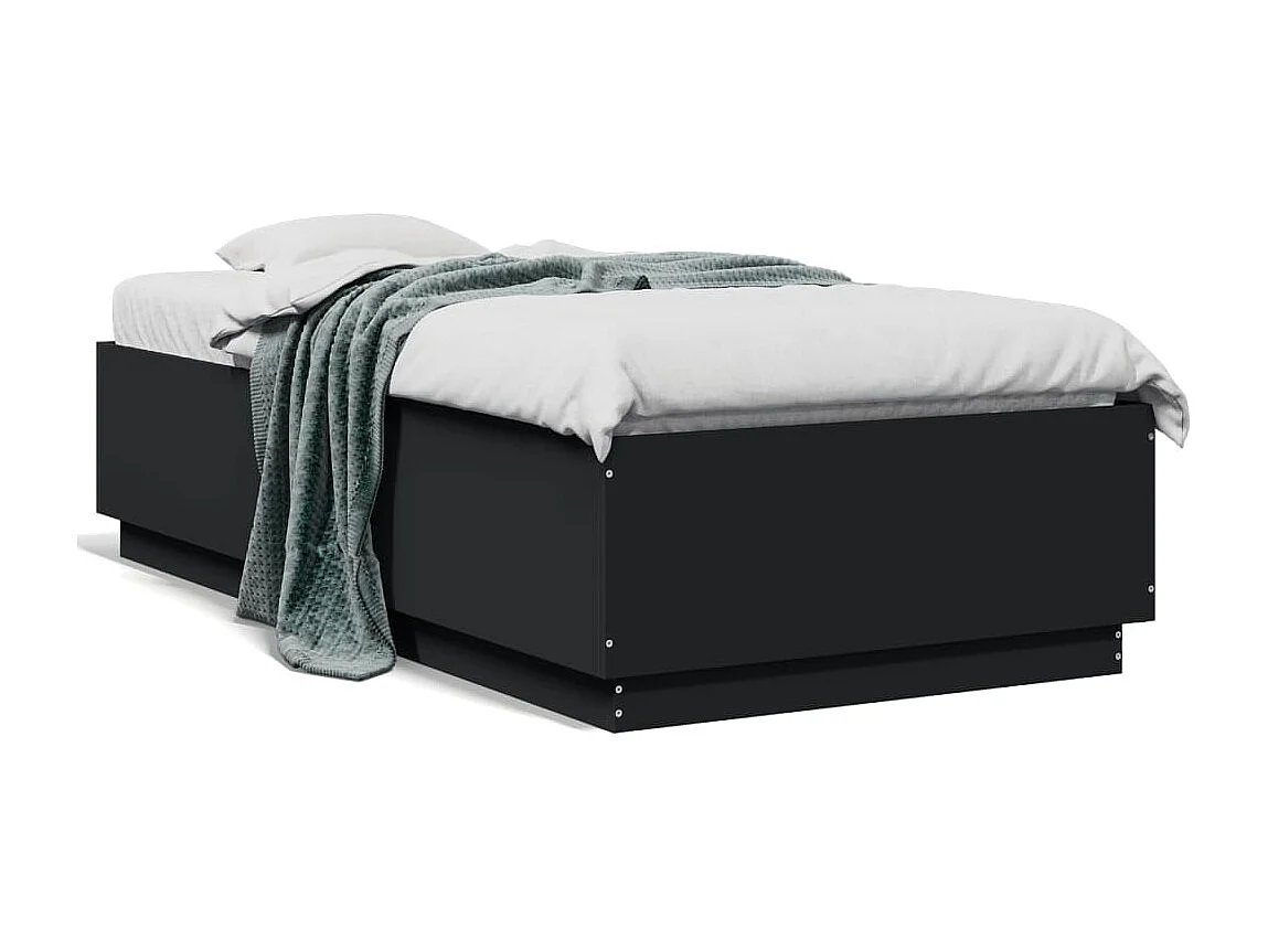 Cadre de lit sans matelas noir 75x190 cm
