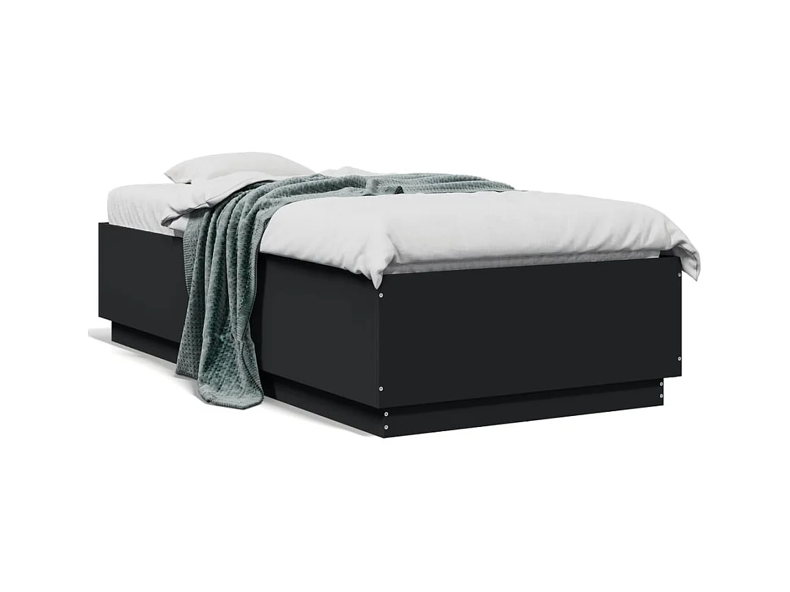 Cadre de lit sans matelas noir 75x190 cm
