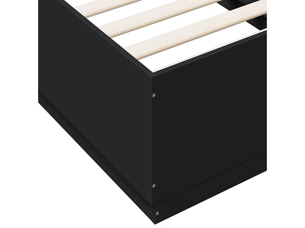 Cadre de lit sans matelas noir 75x190 cm