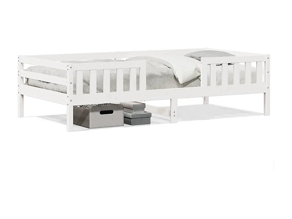 Cadre de lit sans matelas blanc 75x190 cm bois de pin massif