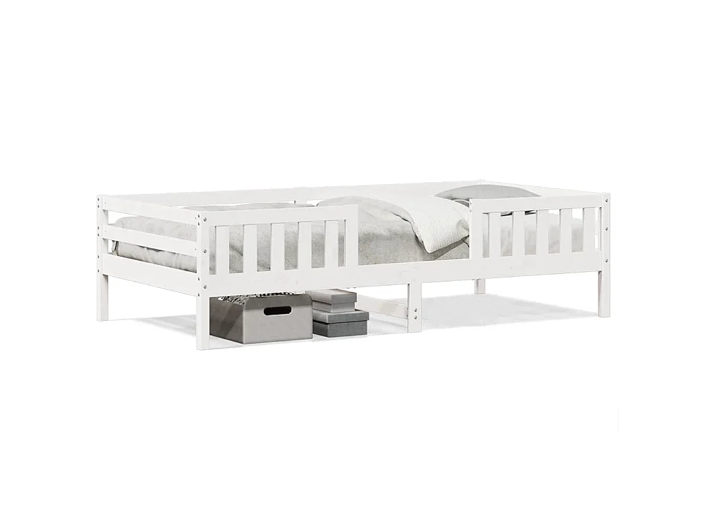 Estructura de cama sin colchón madera maciza blanca 75x190 cm